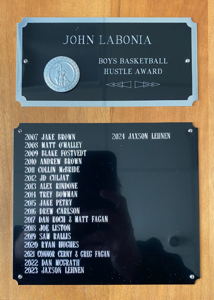 2024 Falcon Basketball Coach John Labonia Mr. Hustle Award Jaxson Lehnen