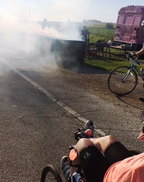 RAGBRAI 2015 smoke on the road