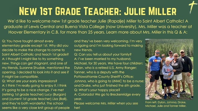 2023 New SA 1st Grade Teacher Julie Miller